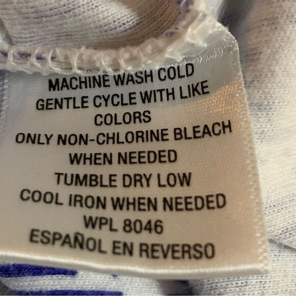 CHARTER CLUB Floral Striped Women's Boatneck 3/4 Sleeve Top - Blue White. - Picture 8 of 9